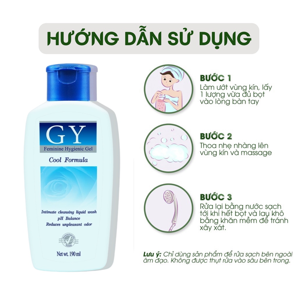 Dung dịch vệ sinh phụ nữ GYNO FEMININE HYGIENIC GEL khử mùi ngăn ngừa nấm vi khuẩn cân bằng pH 190ml Thái Lan