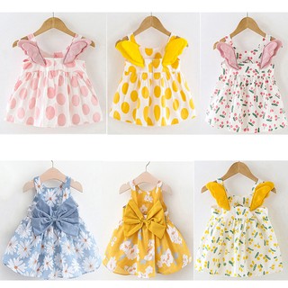 Đầm Chấm Bi Có Cánh Thiên Thần Cho Bé Gái 1-4 Tuổi