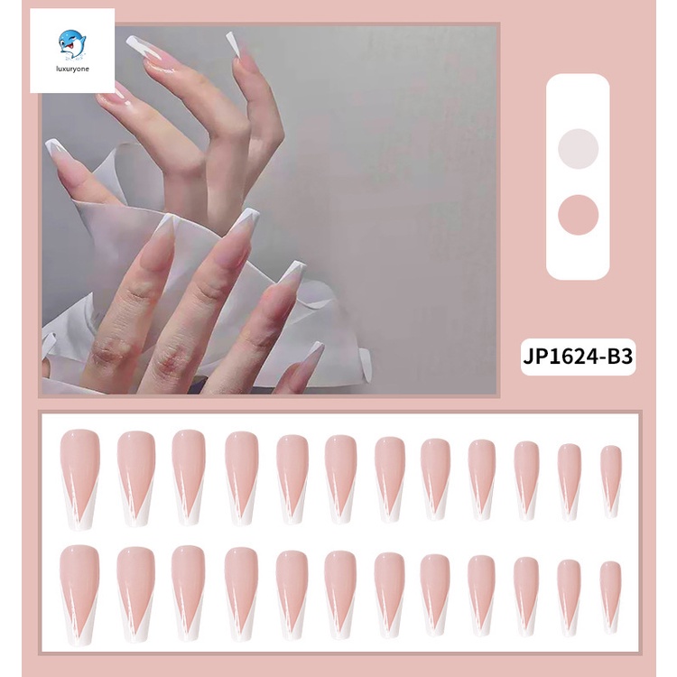 [Hàng mới về] Bộ 24 móng tay Móng giả đính đá Anabeauty, Móng tay giả kèm keo nailbox đính đá cá tính Tay Giả Trang Trí Nghệ Thuật DIY ữ Kèm Keo Dán  tiết kiệm thời gian đính ngọc trai nhân tạo và nơ bướm