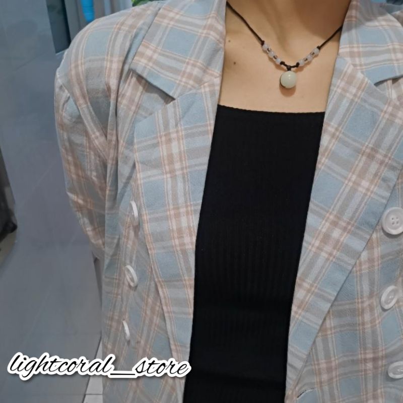 (ORDER) Áo khoác blazer Quảng Châu kẻ xanh blue nhạt mát mẻ mùa hè mẫu mới tay lỡ form dài (ảnh thật) | BigBuy360 - bigbuy360.vn