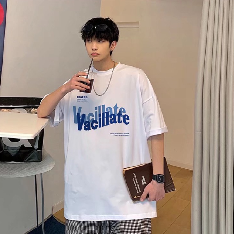 Áo Thun Dáng Rộng In Chữ Phong Cách Hip Hop Hàn Quốc Thời Trang Mùa Hè Cho Nam Và Nữ size M-8XL