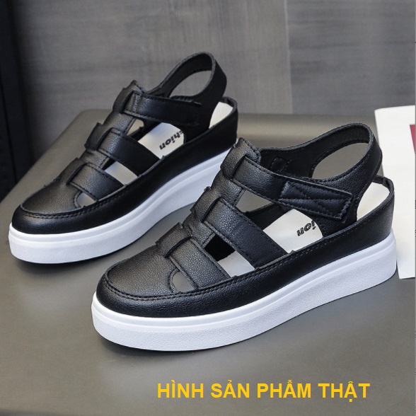 Giày sandal bánh mì xăn đan đế bằng 5 phân gladiator cá tính êm chân phong cách Korea S087SD
