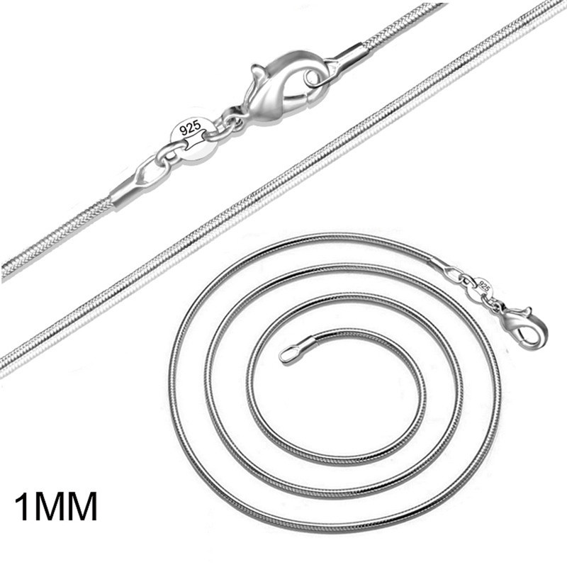 Vòng cổ Mạ Bạc 925 1mm 16 &quot;18&quot; Thời Trang