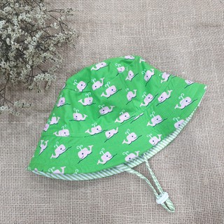Mũ tai bèo, mũ bucket ĐỘI ĐƯỢC 2 MẶT, mũ rộng vành cho bé, ĐỦ SIZE, cá voi hồng nền xanh lá