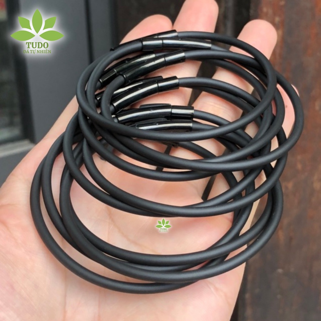 Vòng Tay Nam Nữ dây cao su đen 3 li chốt khóa đen chắc chắn TUDO - Kho vòng phong thủy