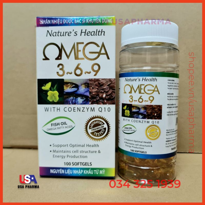 Dầu Cá Omega 369 Hỗ Trợ Hệ Tim Mạch , Trí Não , Tăng Cường Thị Lực , Sáng Mắt - Hộp 100v