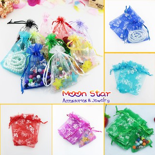 Túi thơm dây rút vải voan họa tiết bướm bay loạn xạ dễ thương gói quà tặng kích thước 9x12cm