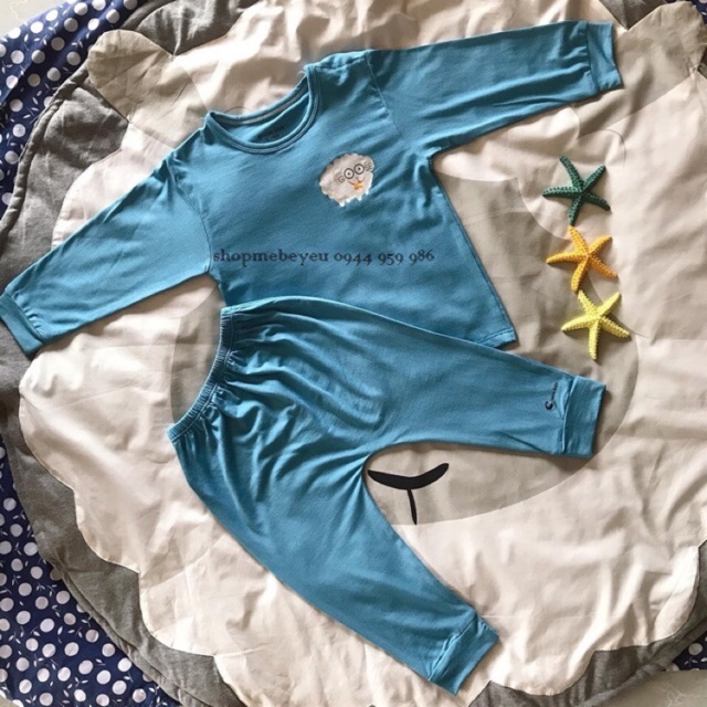 Bộ quần dài áo dài tay cài vai giữ nhiệt cotton organic Goosekids cho bé trai bé gái