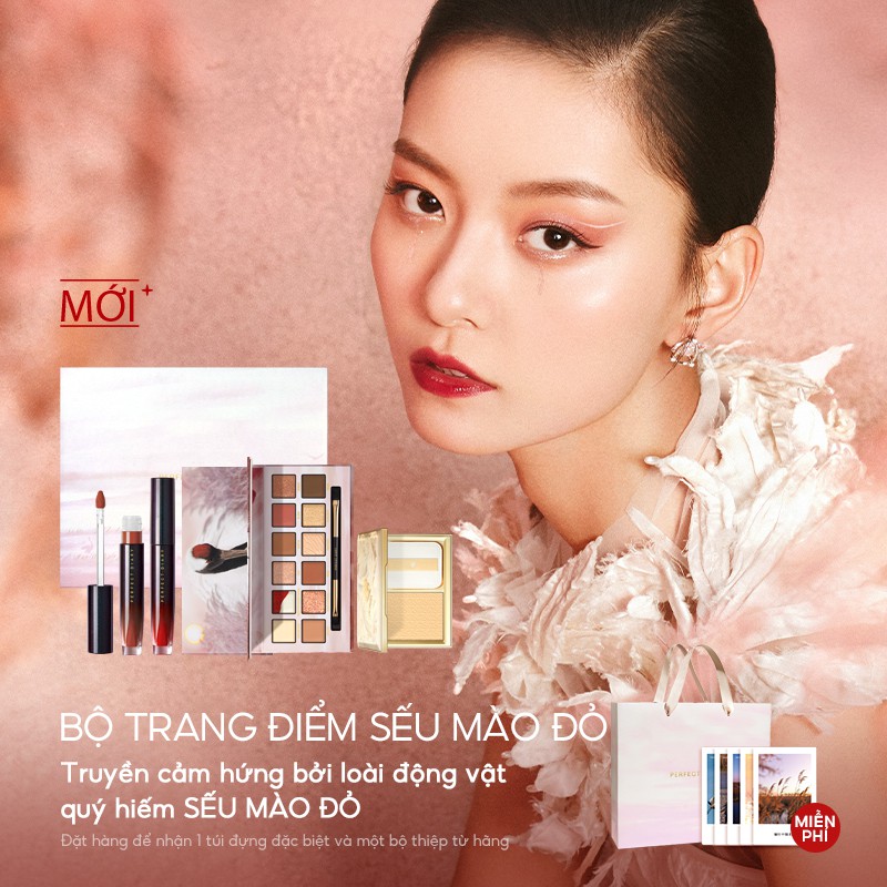 Bộ mỹ phẩm Perfect Diary gồm bảng phấn mắt 14g+ 2 Son nước 2.5g+phấn nén 7g họa tiết chim Sếu đầu đỏ hợp thời trang | BigBuy360 - bigbuy360.vn