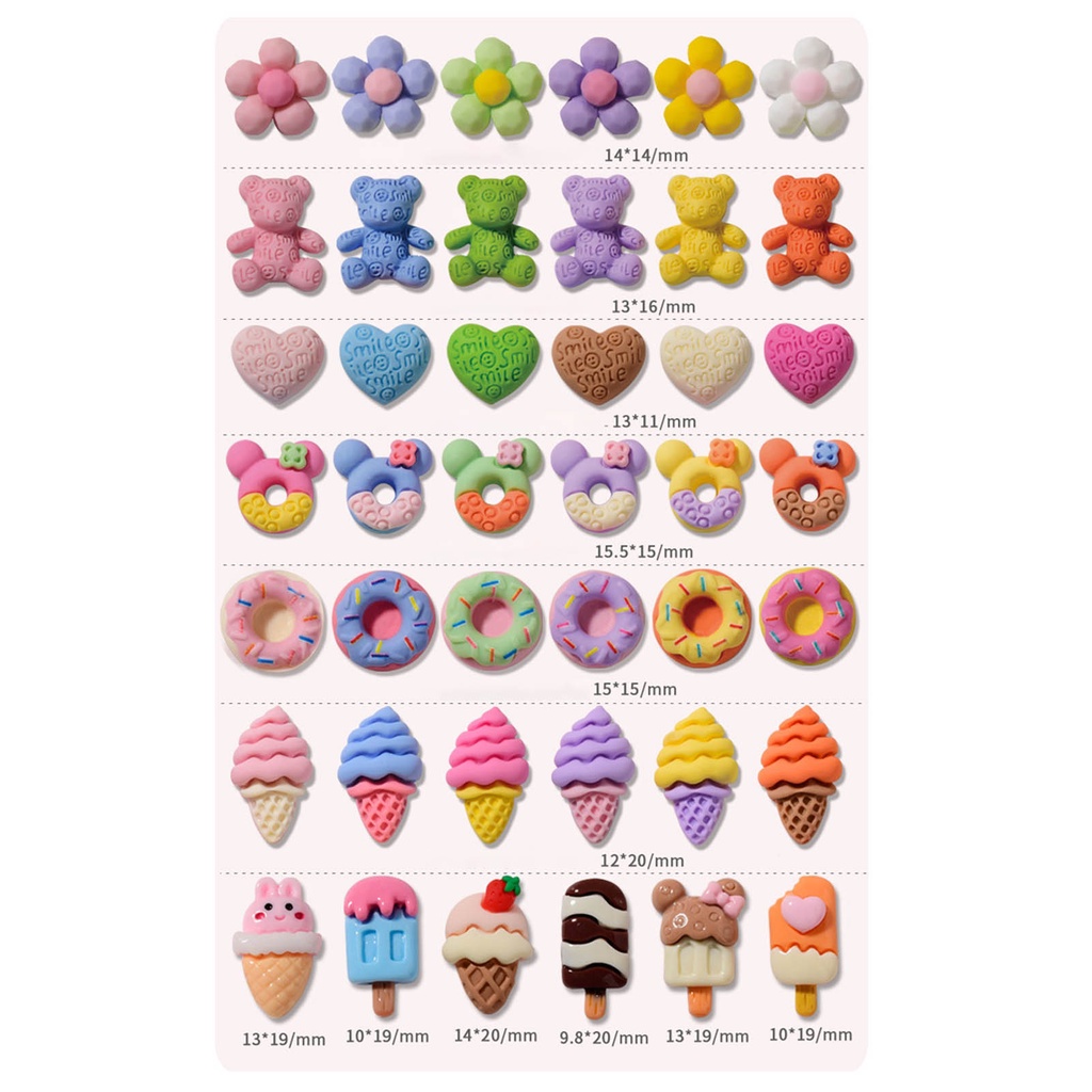 Set 12 Phụ Kiện Trang Trí Móng Tay Hình Gấu Hoạt Hình DIY