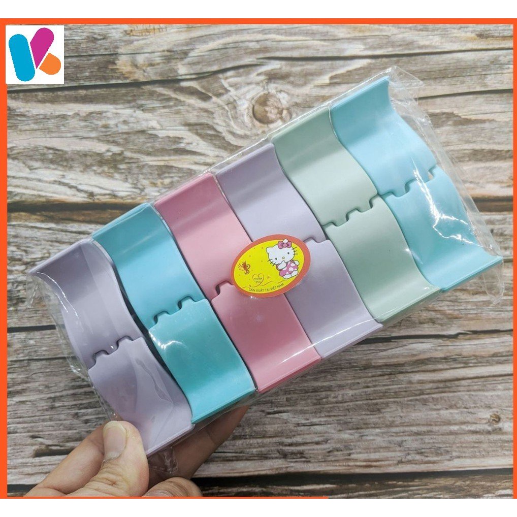 Lố 12 kẹp càng cua màu pastel  5 răng dẻo bẻ không gãy