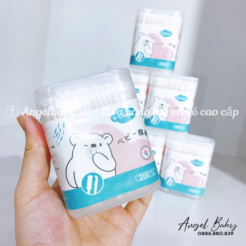 Tăm bông Vcool / Misuta cao cấp cho bé hộp 200-400 cây