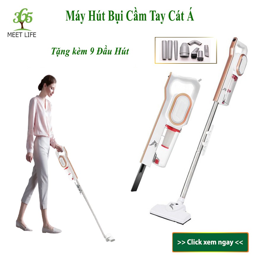 [Chính Hãng] Máy hút bụi gia đình cầm tay thông minh 2 trong 1 CÁT Á công suất 600W bộ lọc HEPA-Tặng kèm 9 đầu hút