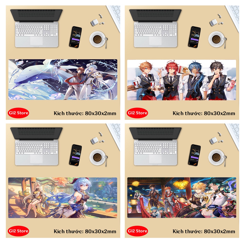 Lót chuột Anime Game Genshin Impact cỡ lớn 80x30 dày dặn, in 3D đẹp siêu rẻ