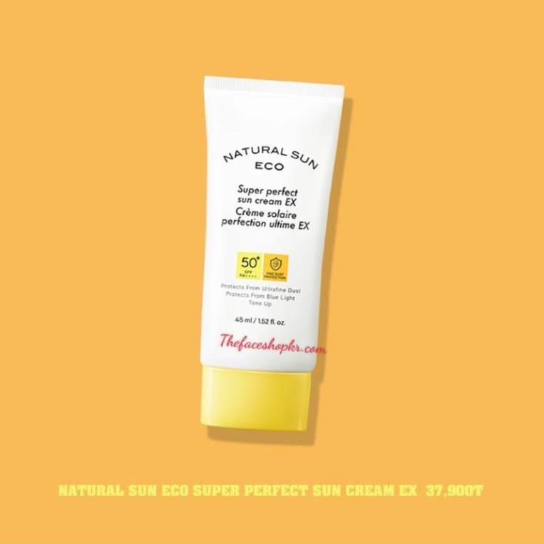 Kem chống nắng dưỡng ẩm da chống bụi mịn ánh sáng xanh The Face Shop Natural Sun Eco Super Perfect EX SPF50+PA+++ 45ml
