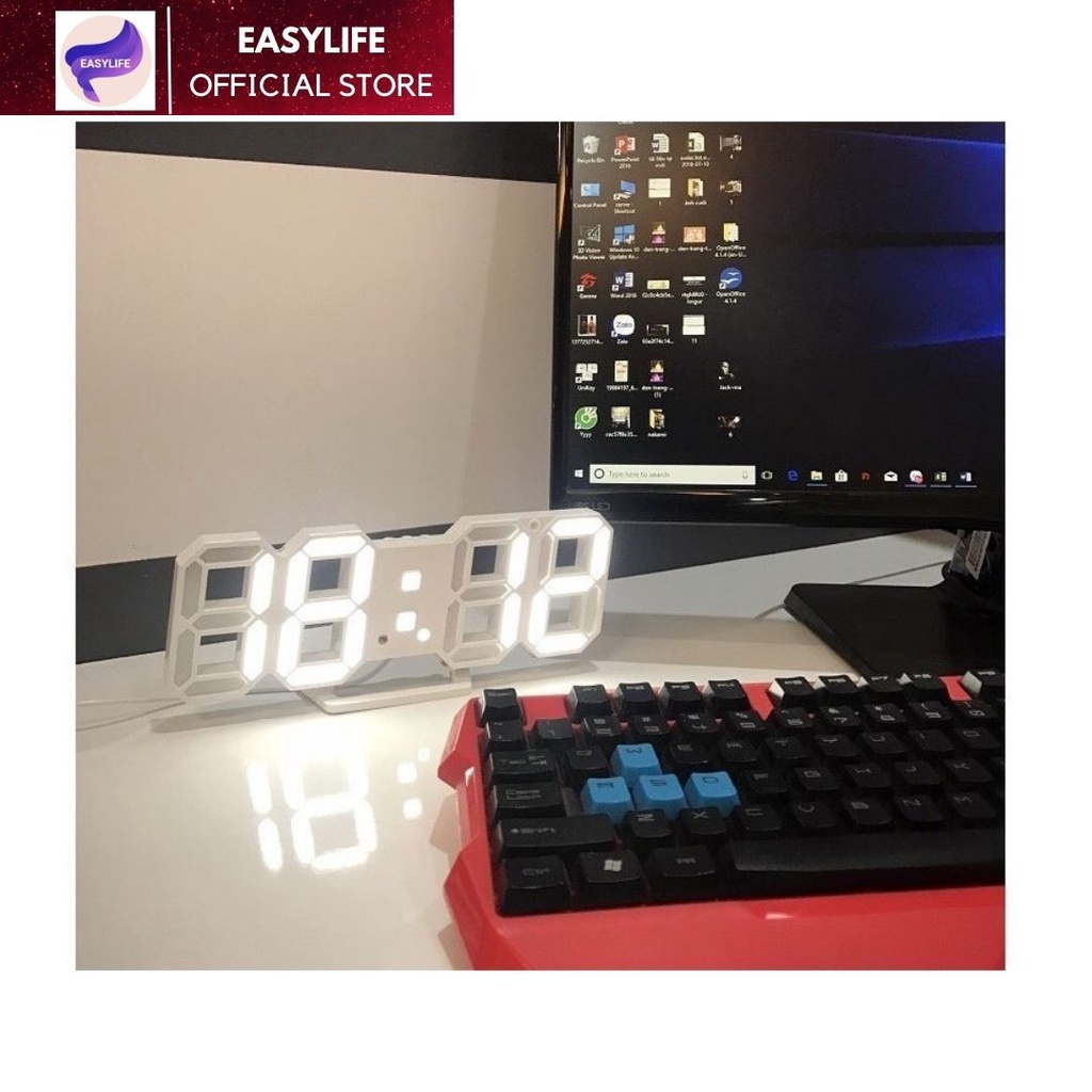 Đồng hồ LED 3D treo tường để bàn thông minh phong cách Hàn Quốc