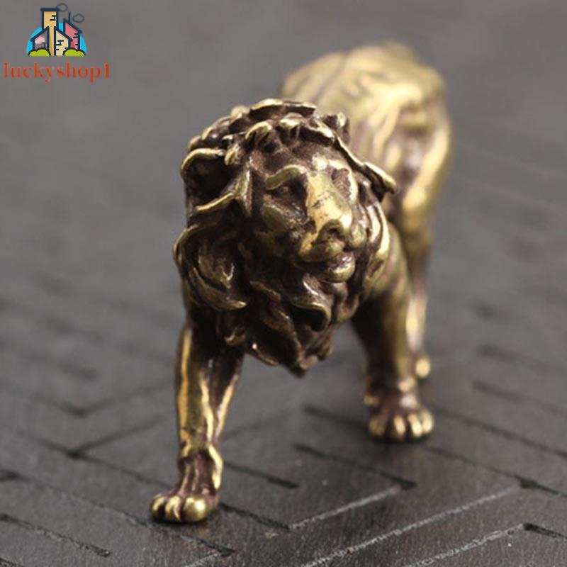Ornament Brass Lion Home Ornaments Statue Decorate Mini Supplies Office Decor Figurine Animal
