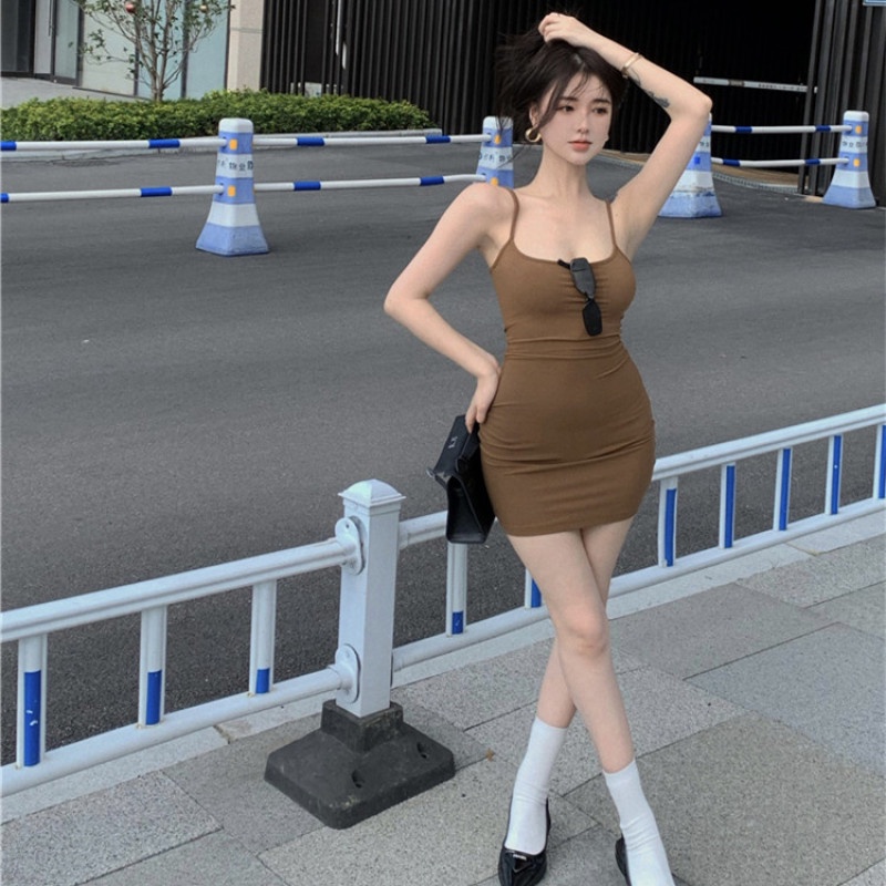 Đầm Mini Hai Dây Dáng Ôm Gợi Cảm Thời Trang Mùa Hè Cho Bạn Gái