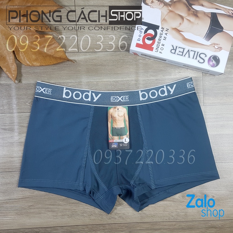 Quần xịp nam BODY boxer vải thun lạnh pha lụa siêu mát - Sịp đùi BODY Silver 802