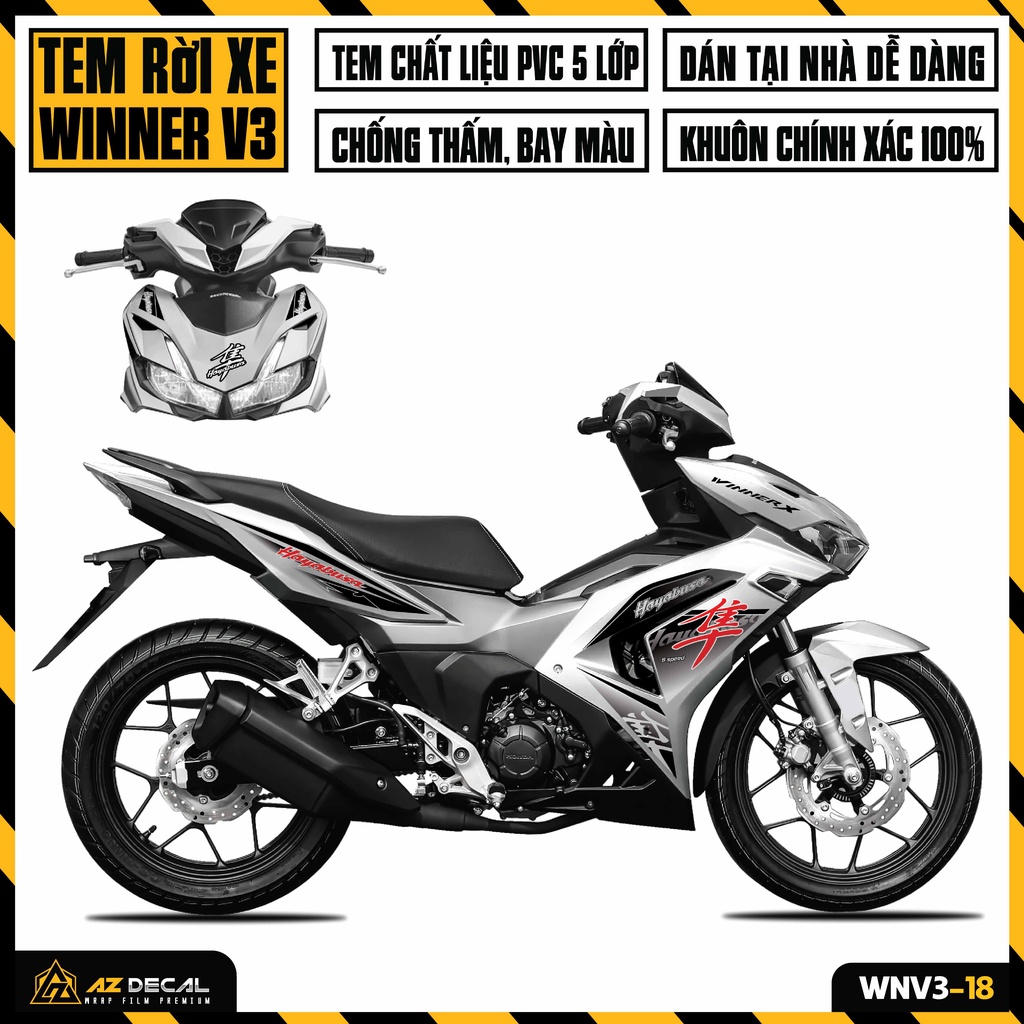 Decal Chế Xe Winner V3 Hayabusa | WNV3-18 | Tem Rời Dán Winner X 2022 Cao Cấp, Cắt Khuôn Sẵn Dễ Dán, Chống Nước, Bền Màu