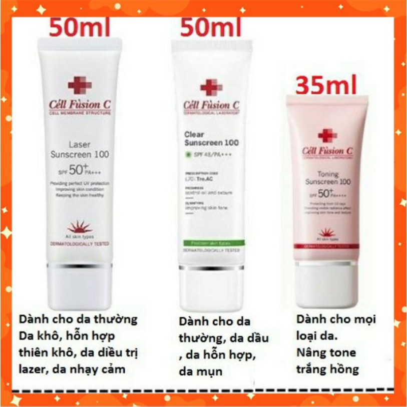 Kem chống nắng Cell Fusion C Laser Suncreen 100/Toning Suncream 100