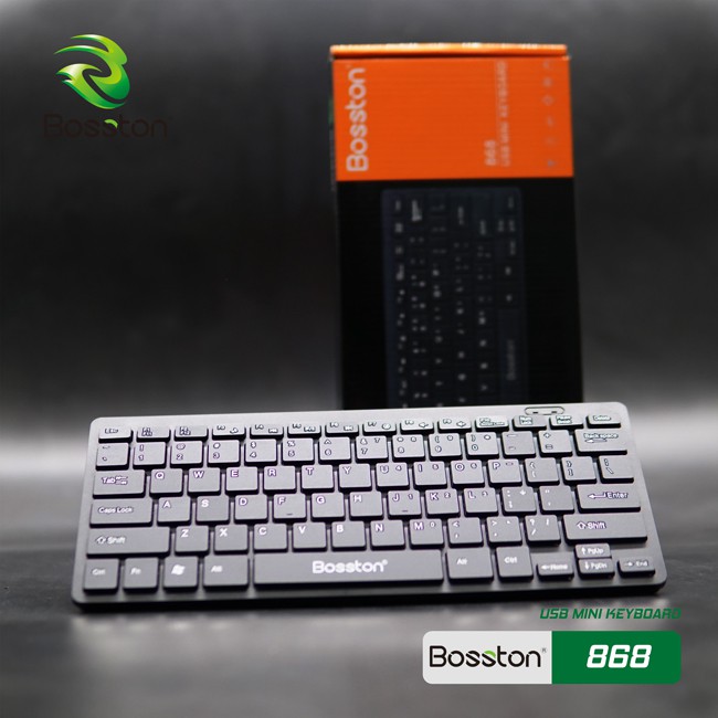 Bàn phím mini có dây Bosston 868 (Đen) Thiết kế giảm tiếng ồn / Keyboard Bosston 868 Mini