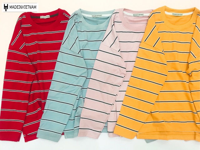 ÁO THUN TAY DÀI THU ĐÔNG SỌC KẸP STYLE UZZANG CỰC XINH