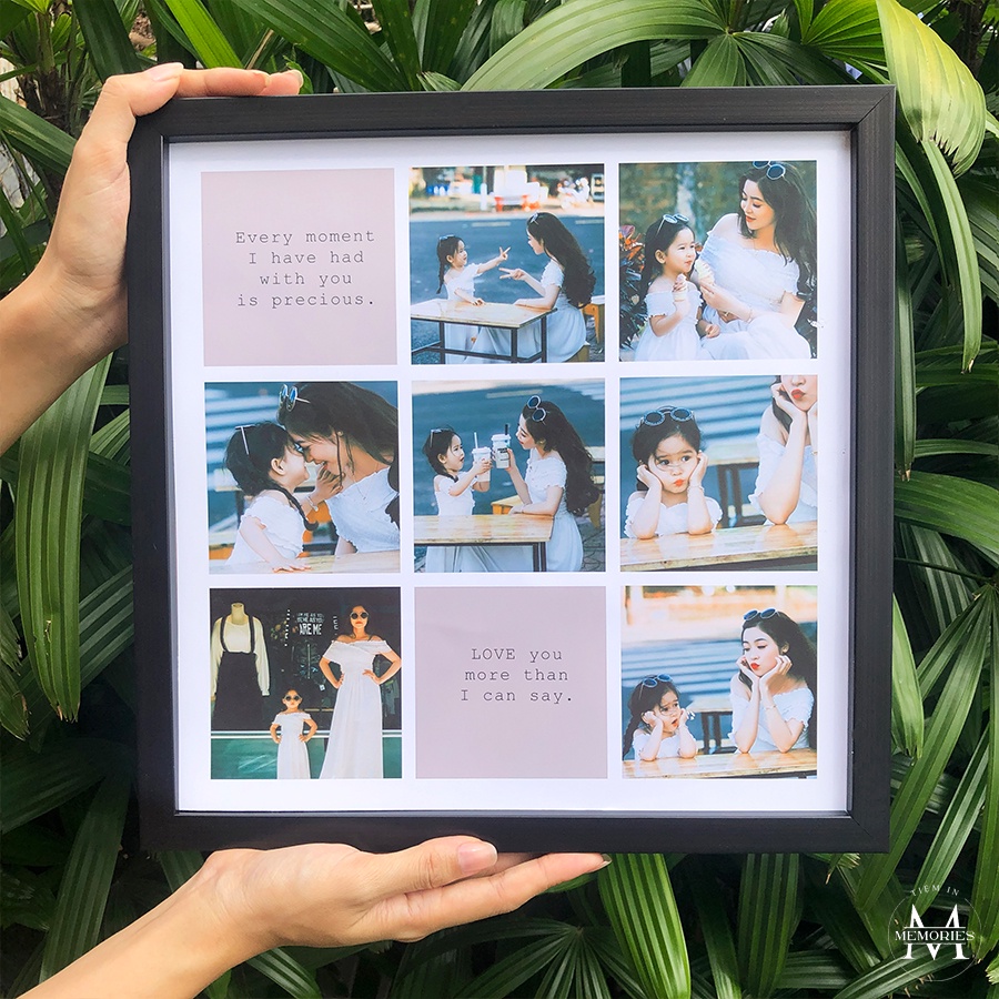 In ảnh theo yêu cầu - sáng tạo 9 ảnh kèm ghi chú - size vuông 30x30 cm - in ảnh để bàn, in hình treo tường