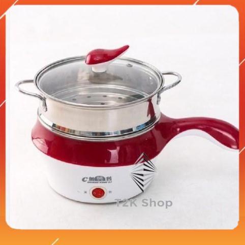 Nồi Lẩu Mini Điện Hai Tầng Đa Năng Tặng Kèm Giá Hấp Có Thể Chiên, Xào, Nấu Ăn, Nấu Cơm, Nấu Lẩu mini