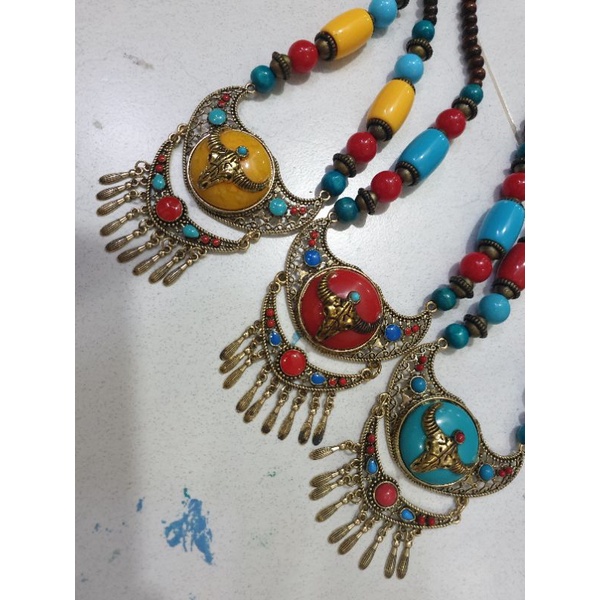 Vòng đeo cổ vòng đầu phối charm phong cách Tây Tạng Boho