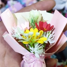 Bó hoa mini trang trí bánh sinh nhật, bó hoa nhựa mini