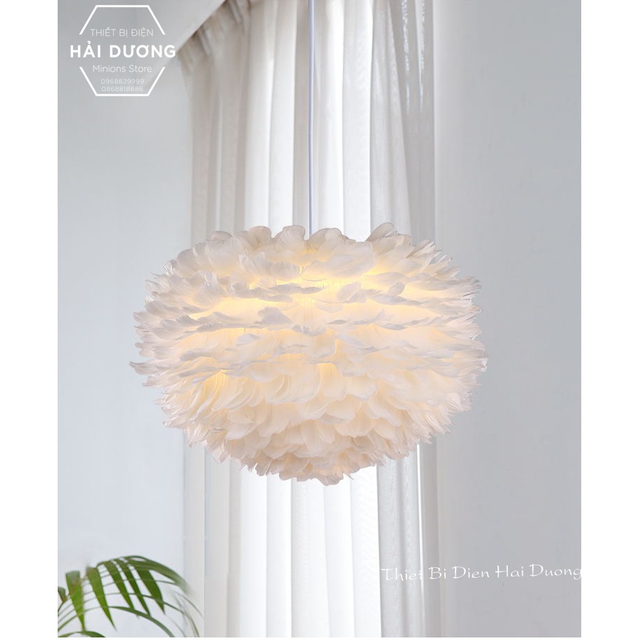 Đèn Chùm Mây lông Vũ Bắc ÂU Decor Lighting TN329 ( Loại Cỡ Lớn 60cm) - 3 Chế Độ Ánh Sáng - TẶNG KÈM 3 BÓNG LED SIÊU SÁNG