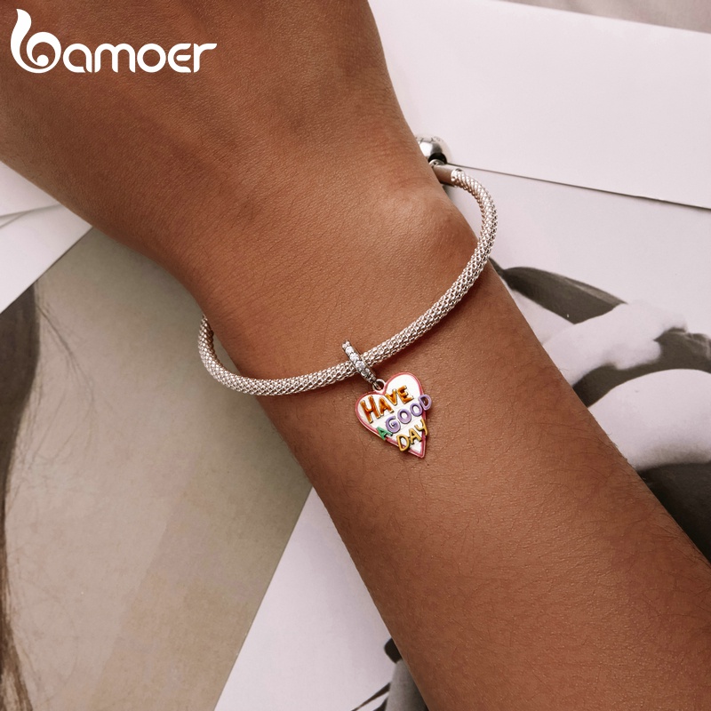 Mặt đồ trang sức BAMOER SCC2234 làm từ bạc bạc 925 hình trái tim khắc chữ