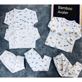[SIÊU SALE] bộ avaler sơ sinh sợi tre cài chéo dài tay