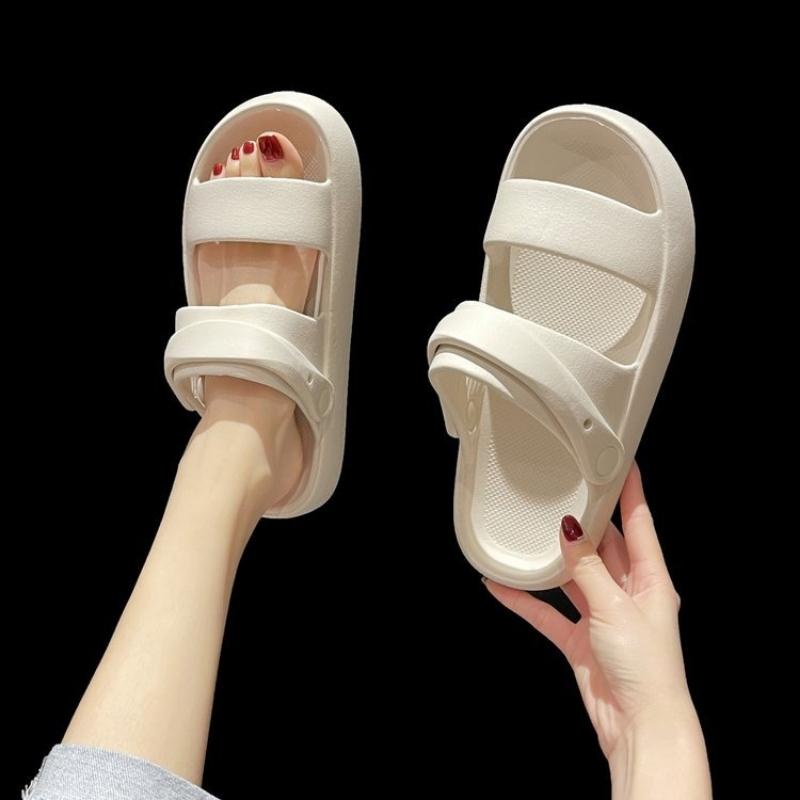 Dép nữ, nam , dép bánh mì Sandal đế cao quai hậu 2 màu đen trắng size kép 36-43