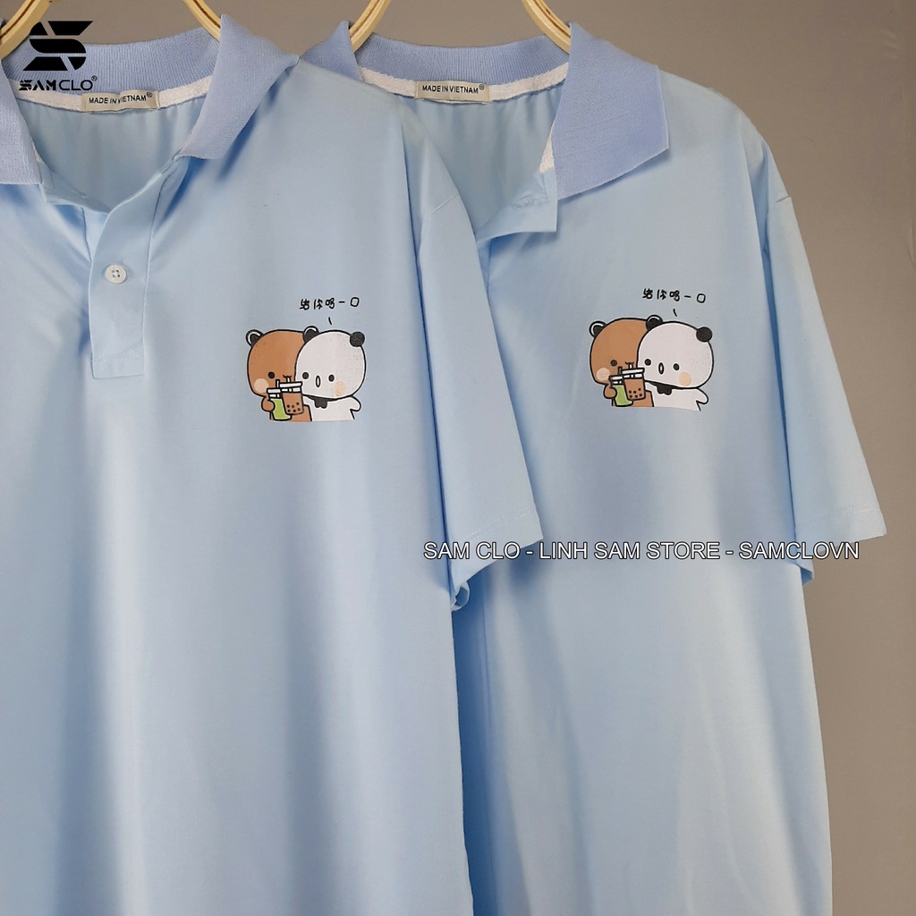 Áo thun Polo tay lỡ form rộng nữ SAM CLO phông freesize unisex mặc đi học, nhóm, lớp in hình 2 CON MÈO