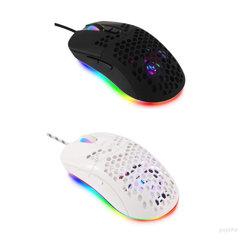 Chuột chơi game vỏ tổ ong nhẹ có dây USB với 5 đèn nền RGB và 7 nút 7200DPI cho máy tính xách tay / máy tính bàn