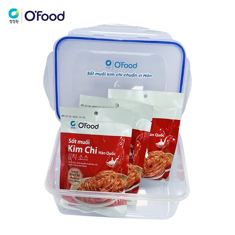 Combo 3 gói sốt muối kim chi O'food 180g / gói tặng 1 hộp nhựa cao cấp 2L