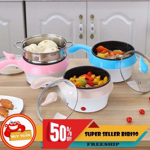 NỒI LẨU, HẤP, CHIÊN , DÁN  MINI 2 TẦNG ĐA NĂNG CHỐNG DÍNH