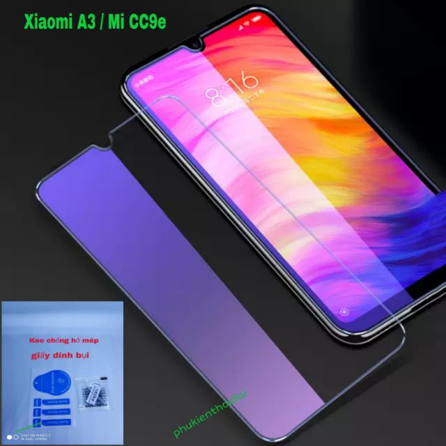 Cường lực Mi CC9e / Mi A3 FREESHIP Từ 50k tím chống kia tia UV hại mắt ( tặng keo chống hở mép )