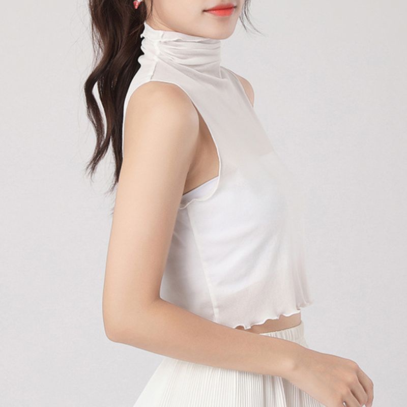 Áo Sát Nách Cổ Lọ Phối Lưới Thời Trang Mùa Thu Cho Nữ