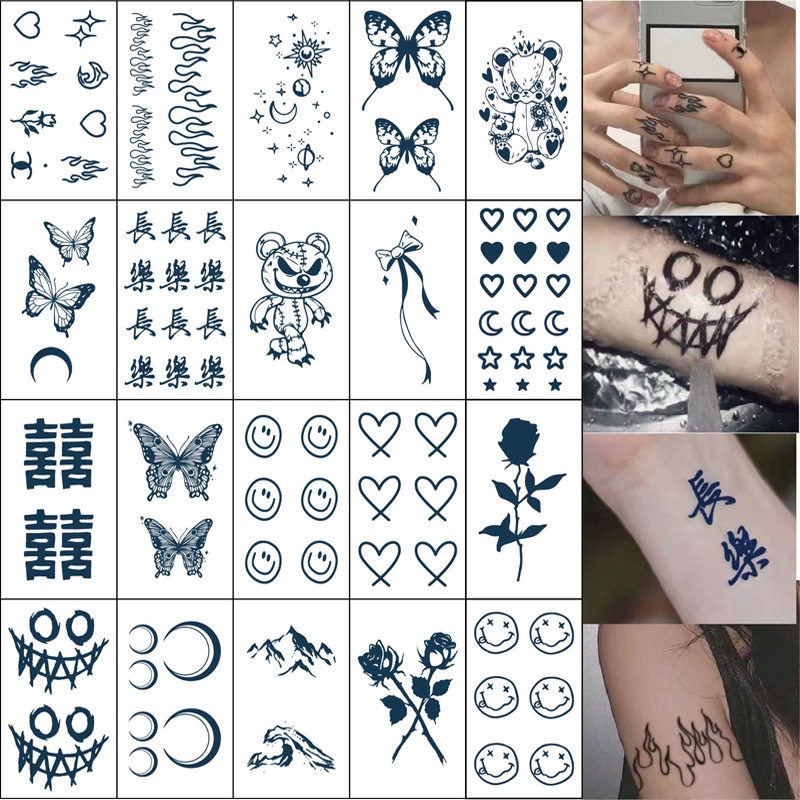 Set 20 Hình Xăm Dán Chống Thấm Nước Lâu Trôi Hình Nước Ép Dễ Thương Hình Xăm 15 Ngày