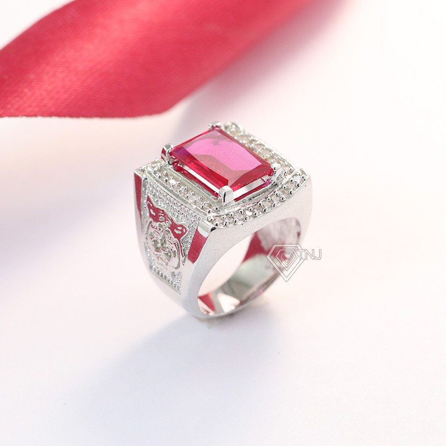 Nhẫn bạc nam đầu hổ đính đá đỏ NNA0070 Trang Sức TNJ