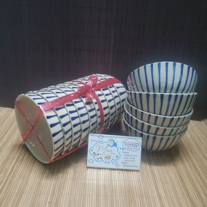 💢SET 5 CHÉN CƠM BẰNG GỐM CAO LANH Họa tiết Sọc Đơn Điệu 💥Sản Phẩm Gốm Cao Cấp 100% tự nhiên👍