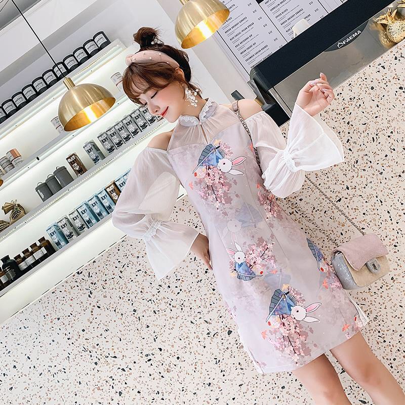 [Sẵn Hàng]♥️Đầm,Váy Sườn Xám Thỏ Cách Tân(ảnh thật)Size S,M,L