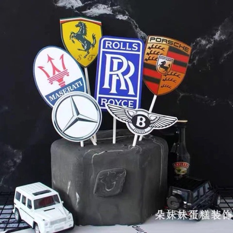 Combo 5 set cắm logo siêu xe trang trí bánh kem