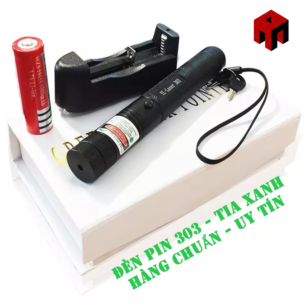 FREE SHIP 99K/💥 ĐÈN PIN LAZER SIÊU CHẤT 303 TIA XANH - TẶNG KÈM PIN & CỦ SẠC.