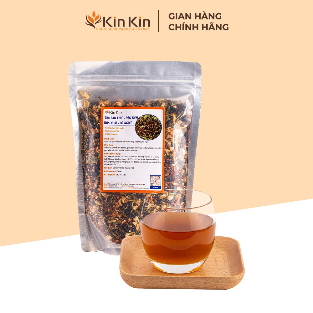Trà gạo lứt, đỗ đen, hoa nhài và cỏ ngọt KinKin - Tăng cường sức khỏe và làm đẹp da, thanh nhiệt cơ thể