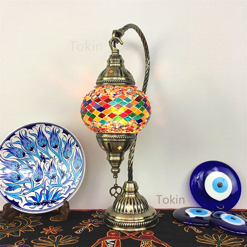 Đèn Để Bàn Mặt Kính Họa Tiết Mosaic Thủ Công Kiểu Vintage Thổ Nhĩ Kỳ Lãng Mạn