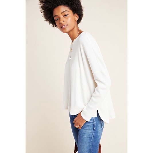 Áo len waffle knit mỏng nhẹ Anthropologie VNXK
